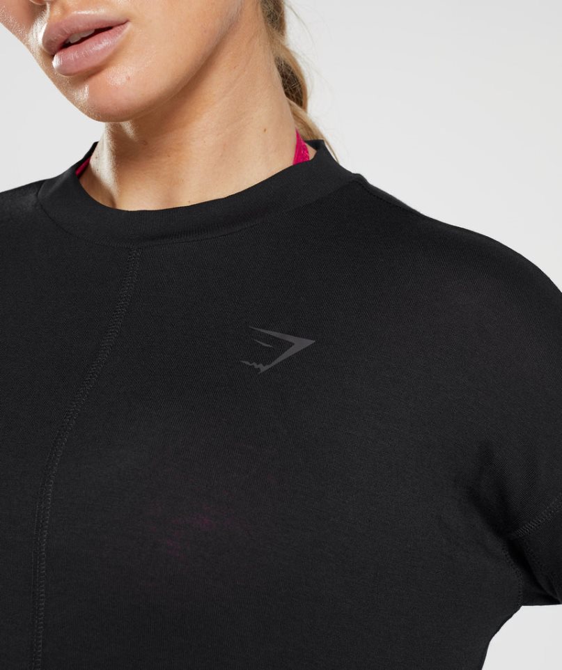 Women's Gymshark GS Power Long Sleeve T-Shirts Black | NZ 5NCQUY